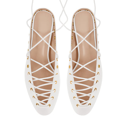 Round Toe Lace-up Mule High Heels - Onlymaker