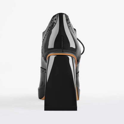 Patent Square Toe Chunky Heel Pumps - Onlymaker