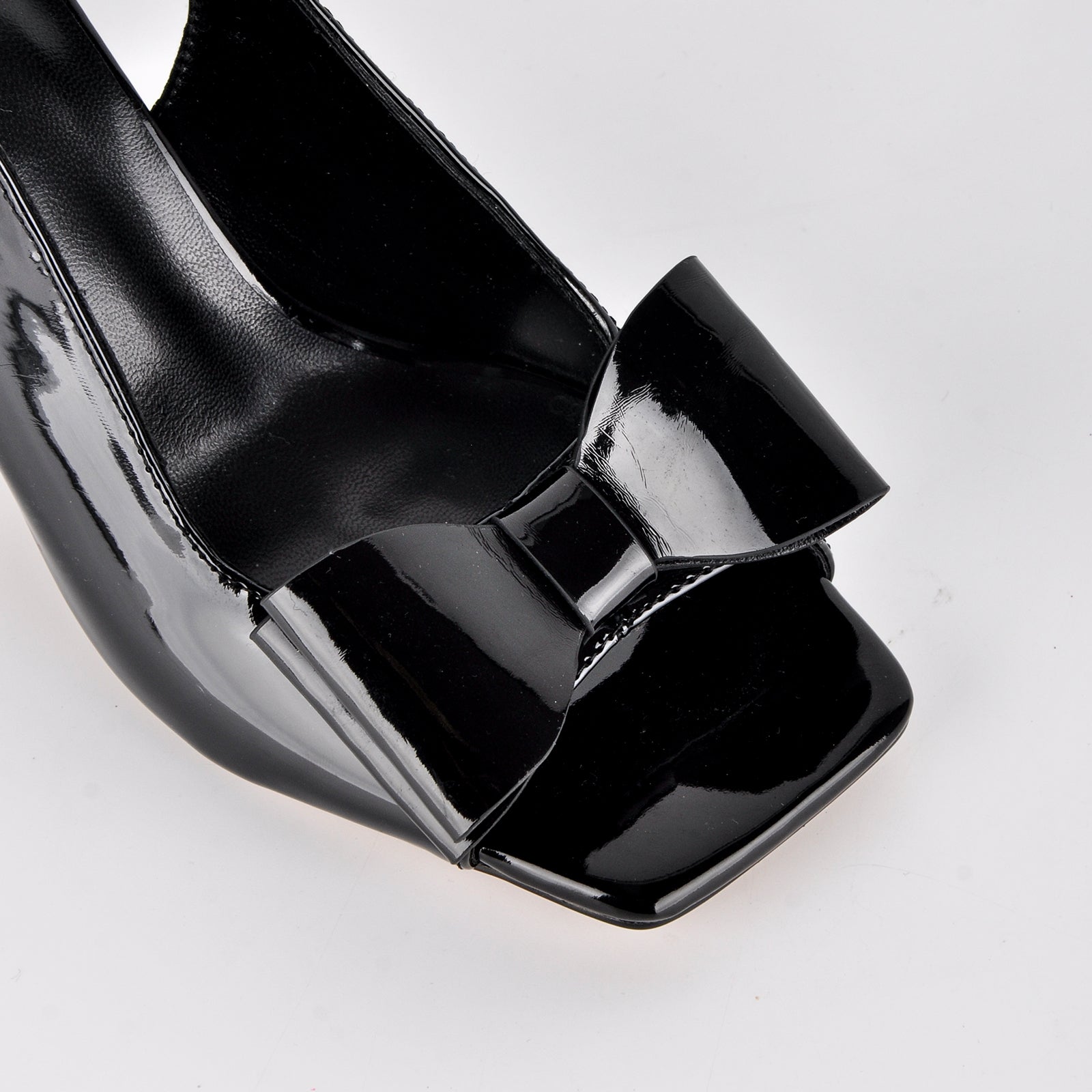 Open Toe Bow Slingback Chunky Heel Pumps - Onlymaker