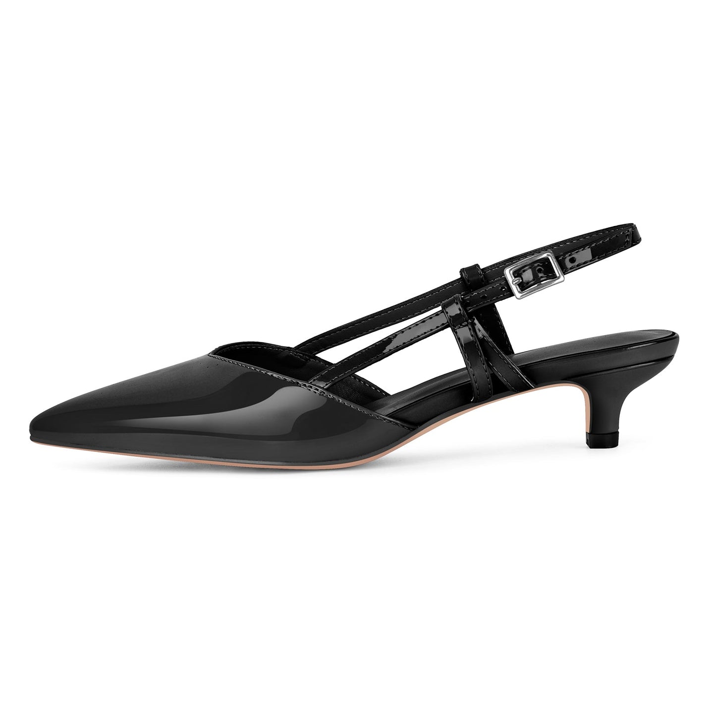 Pointed Toe Slingback Kitten Heel Pumps - Onlymaker