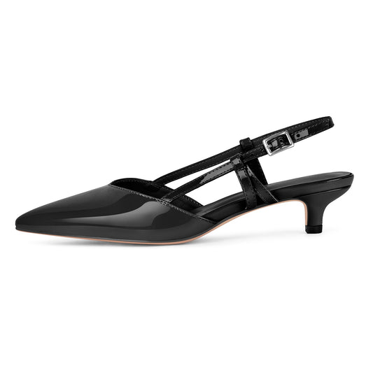 Pointed Toe Slingback Kitten Heel Pumps - Onlymaker