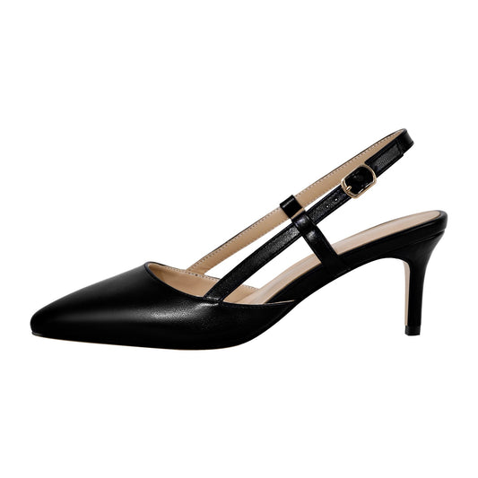 Pointed Toe Kitten Heel Slingback Pumps - Onlymaker