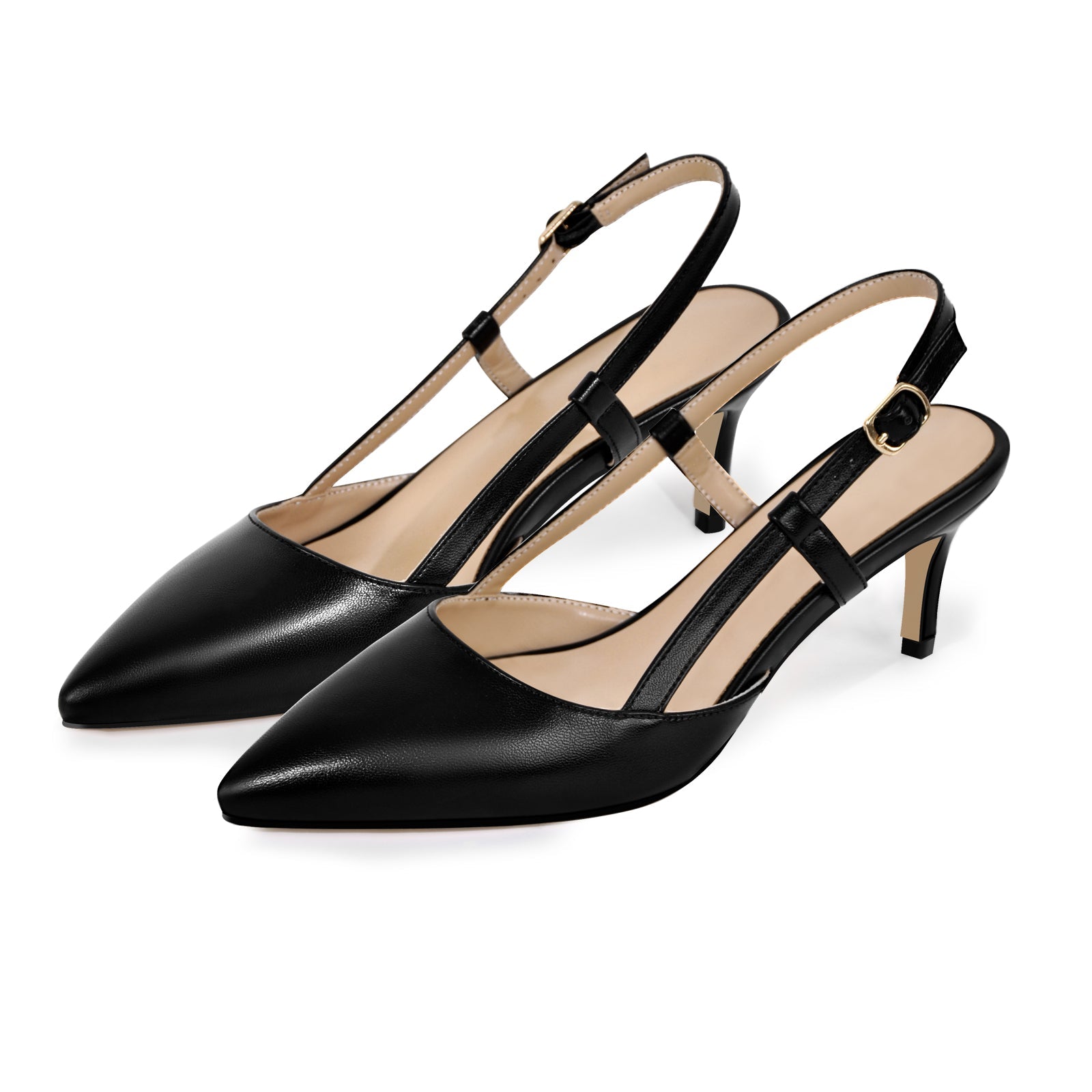 Pointed Toe Kitten Heel Slingback Pumps - Onlymaker