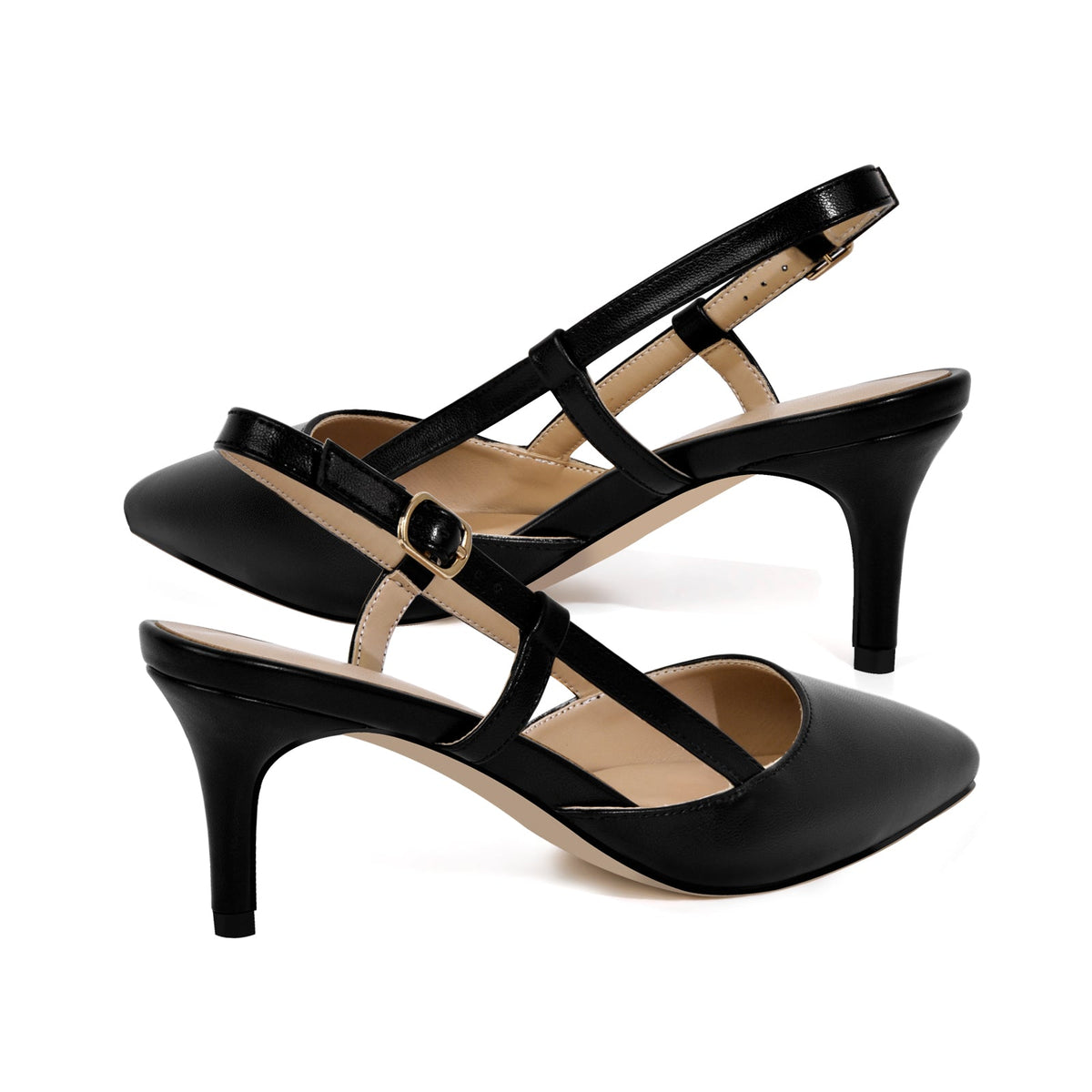 Pointed Toe Kitten Heel Slingback Pumps - Onlymaker