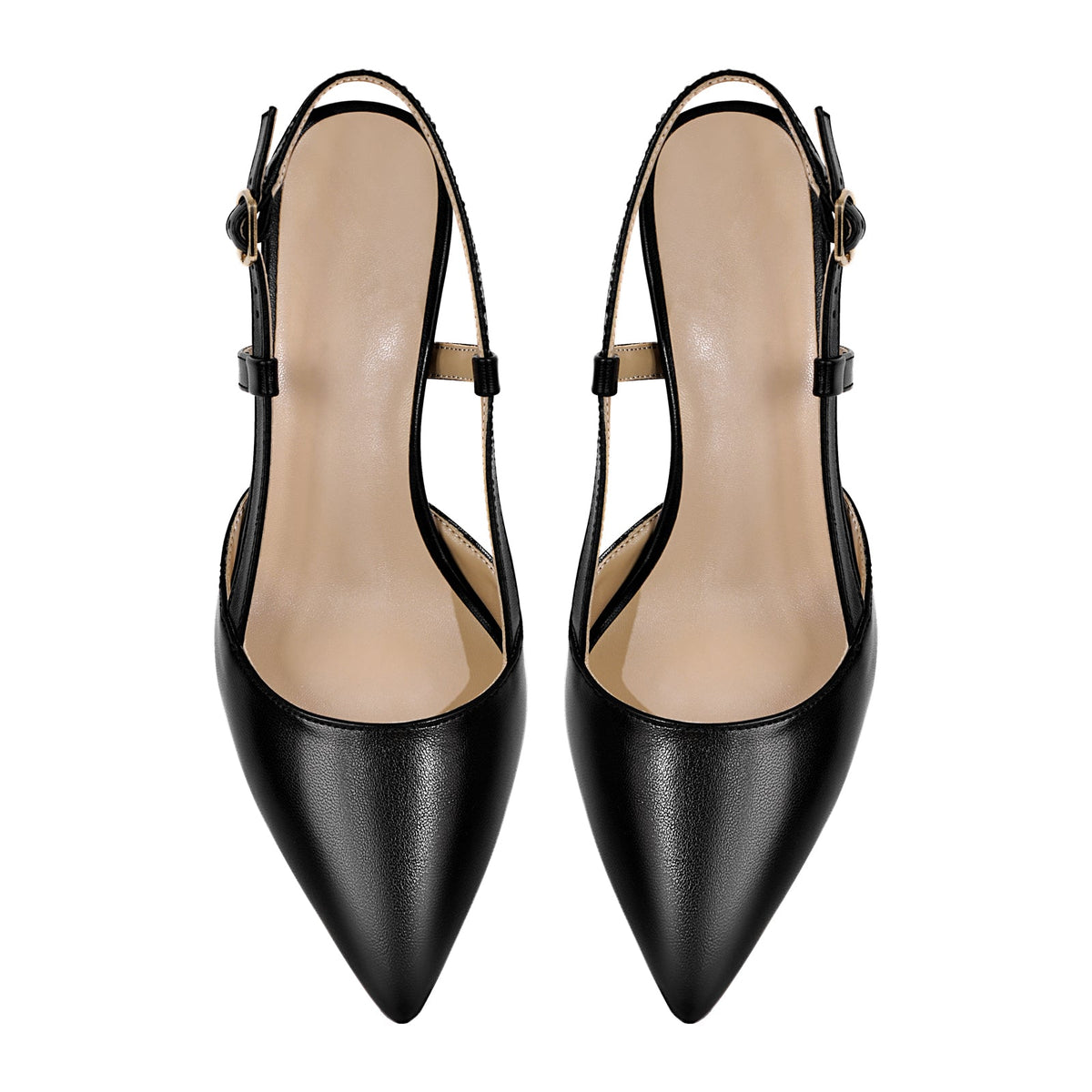 Pointed Toe Kitten Heel Slingback Pumps - Onlymaker