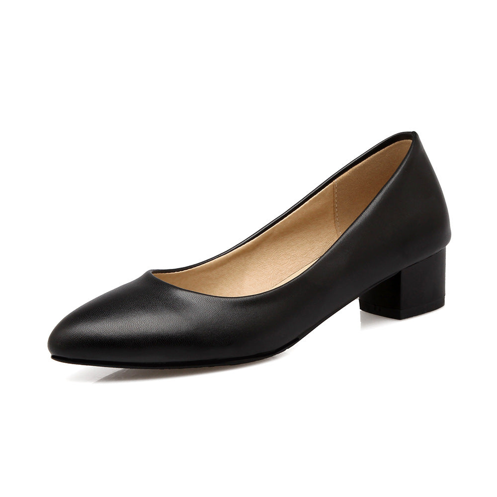 Pointed Toe Chunky Heel Basic Pumps - Onlymaker