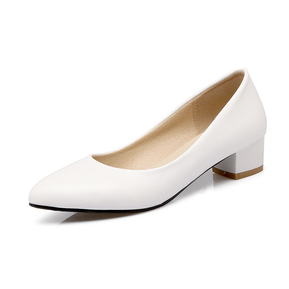 Pointed Toe Chunky Heel Basic Pumps - Onlymaker