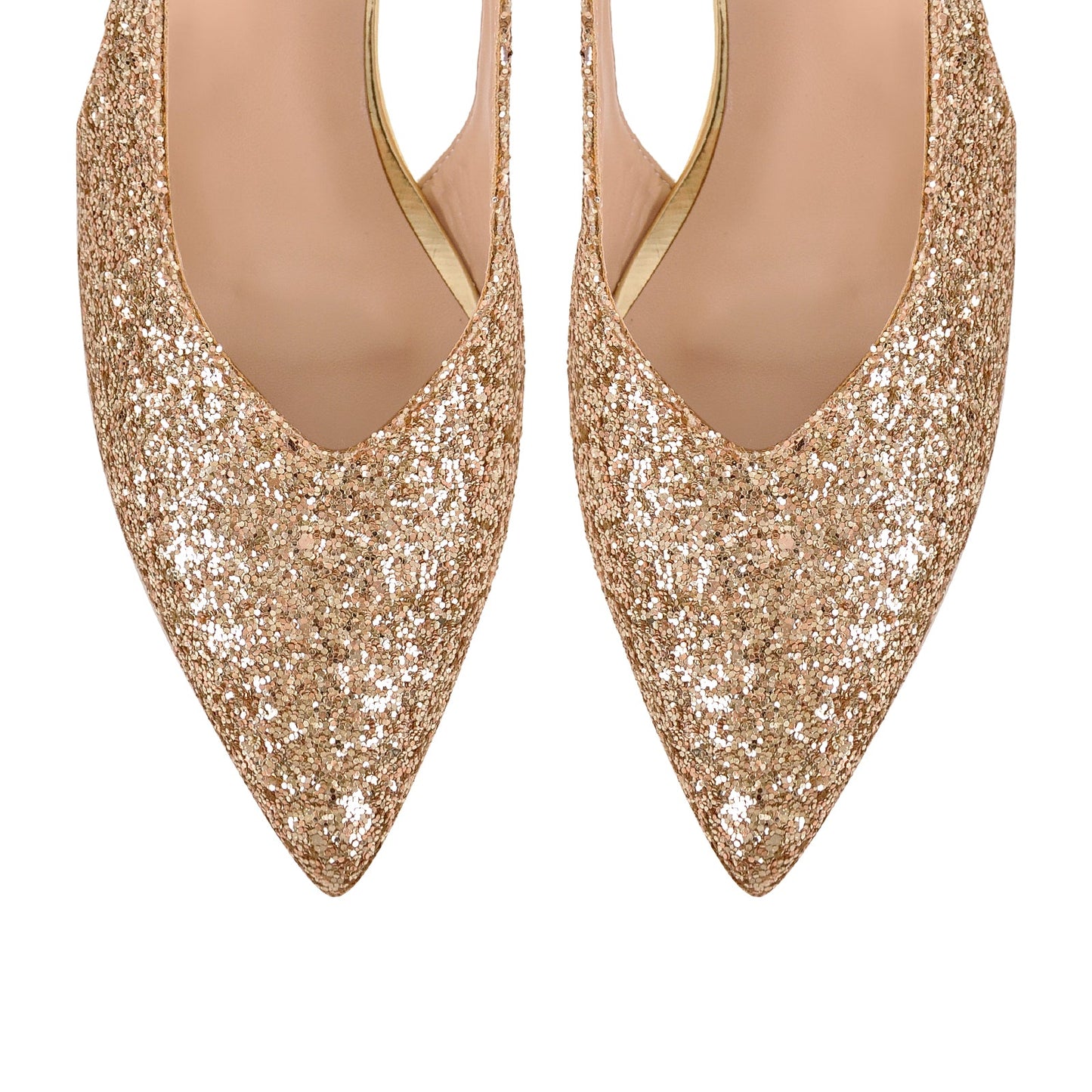 Glitter Pointed Toe Kitten Heel Slingback Pumps - Onlymaker
