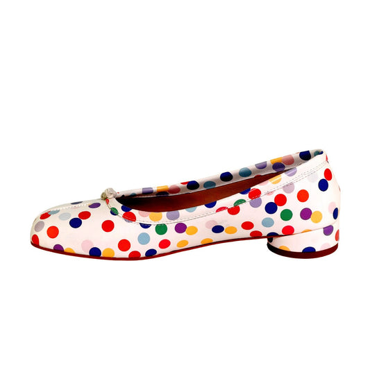Colorful Polka Dot Tabi Round Heel Pumps - Onlymaker