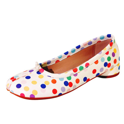 Colorful Polka Dot Tabi Round Heel Pumps - Onlymaker