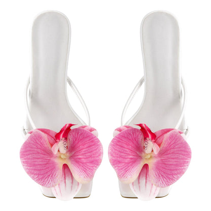 Flower Square Toe Thong Sandals Mules - Onlymaker