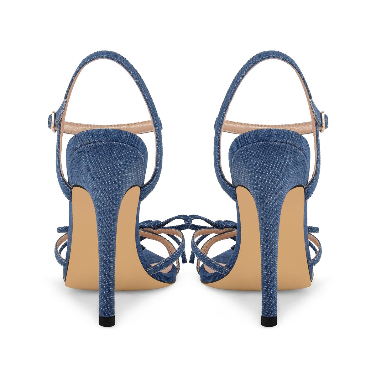 Denim Pointed Toe Bow Buckle Strap Sandals - Onlymaker