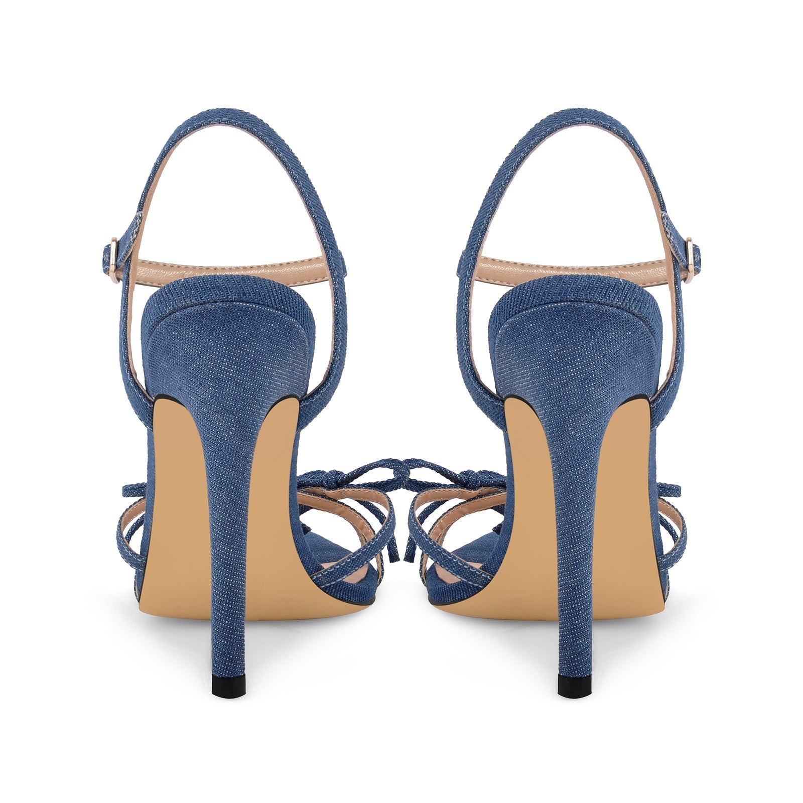 Denim Pointed Toe Bow Buckle Strap Sandals - Onlymaker
