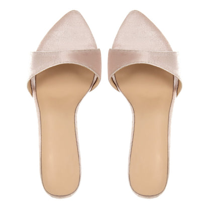 Pointed Toe Velvet High Heels Mules - Onlymaker