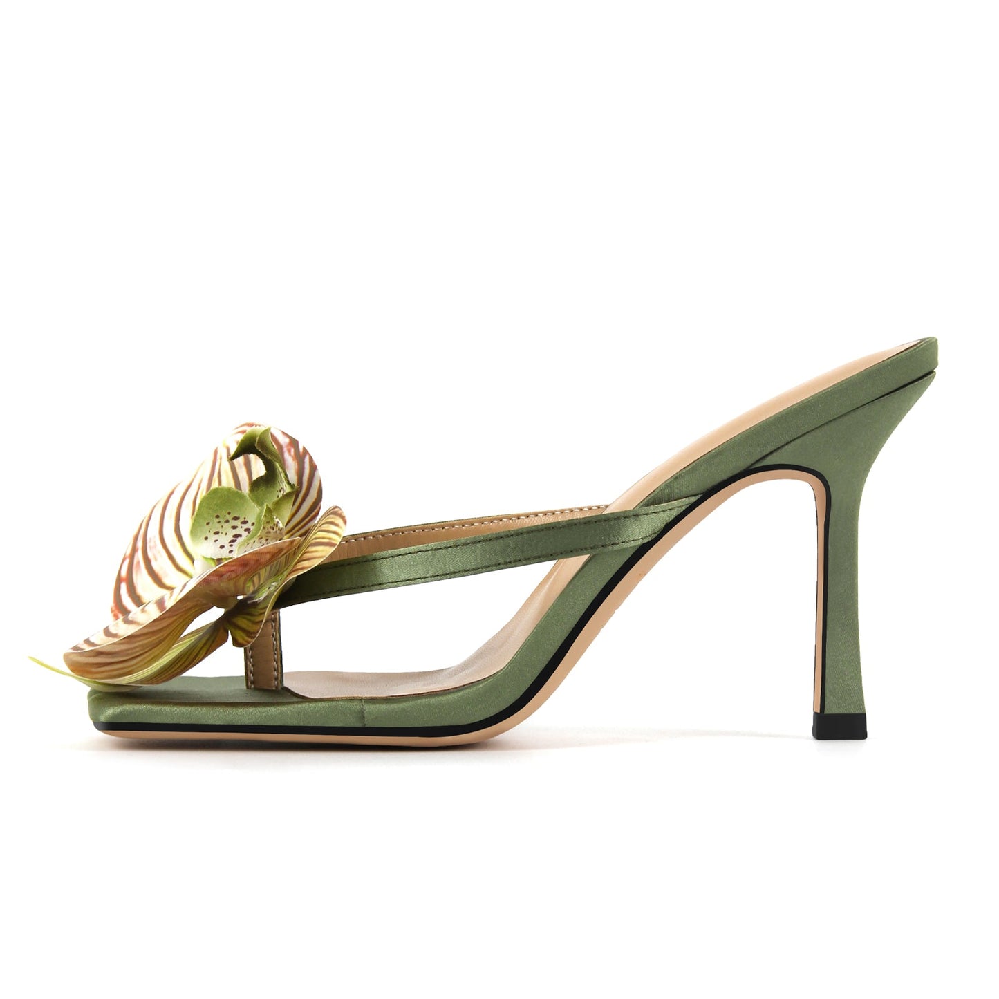 Square Toe Flower Thong Mules - Onlymaker