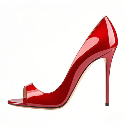 Black Open Toe Side Cut Stiletto High Heel Sandals - Onlymaker
