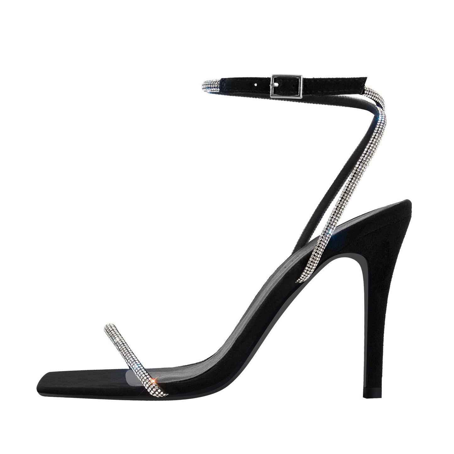 Rhinestones Ankle Strap Stilettos Sandals - Onlymaker