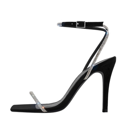 Rhinestones Ankle Strap Stilettos Sandals - Onlymaker