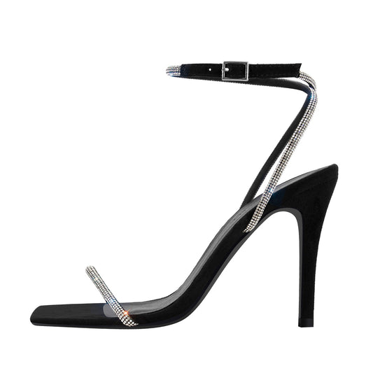Rhinestones Ankle Strap Stilettos Sandals - Onlymaker