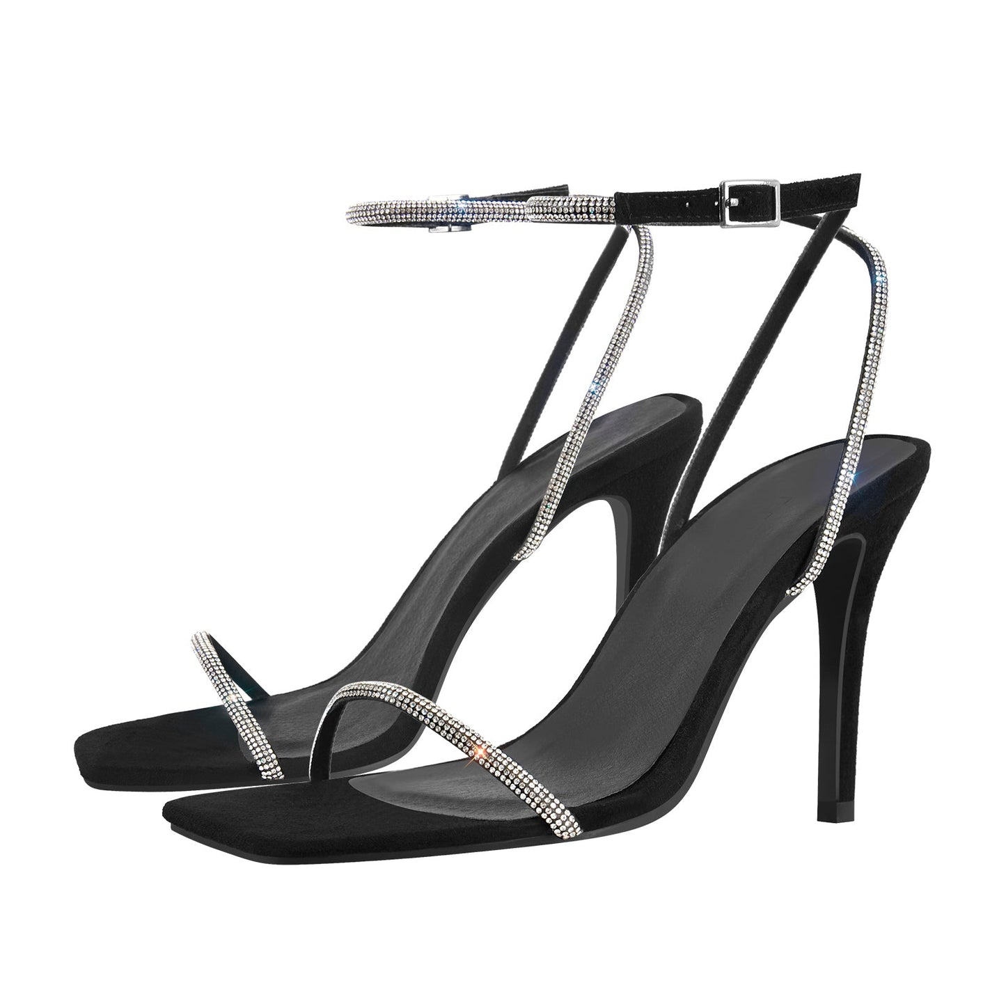 Rhinestones Ankle Strap Stilettos Sandals - Onlymaker