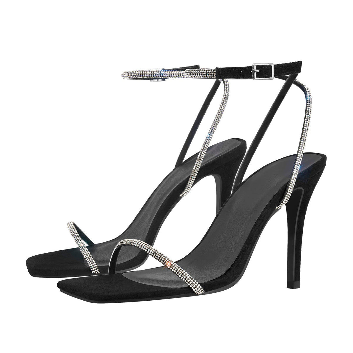 Rhinestones Ankle Strap Stilettos Sandals - Onlymaker