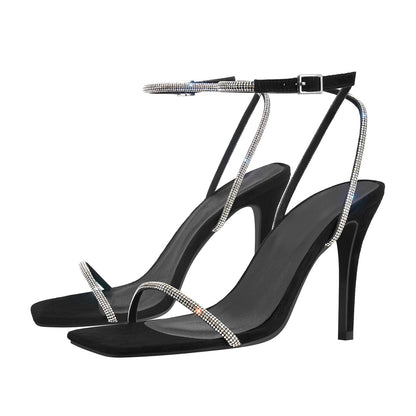 Rhinestones Ankle Strap Stilettos Sandals - Onlymaker