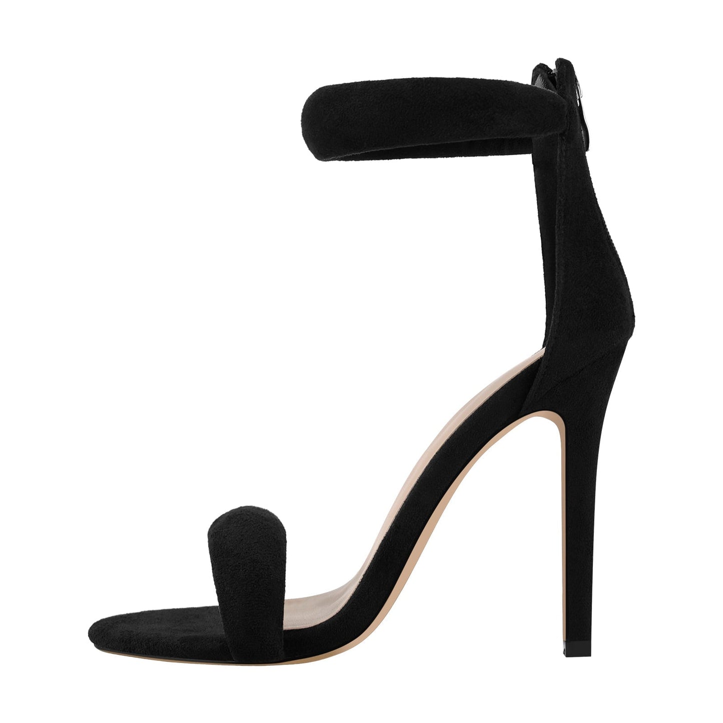 Double Rhinestone Band Zipper Stiletto Sandals - Onlymaker