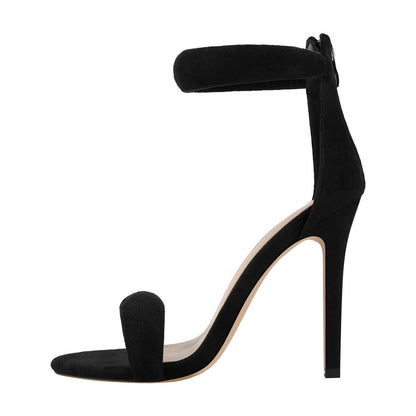 Double Rhinestone Band Zipper Stiletto Sandals - Onlymaker