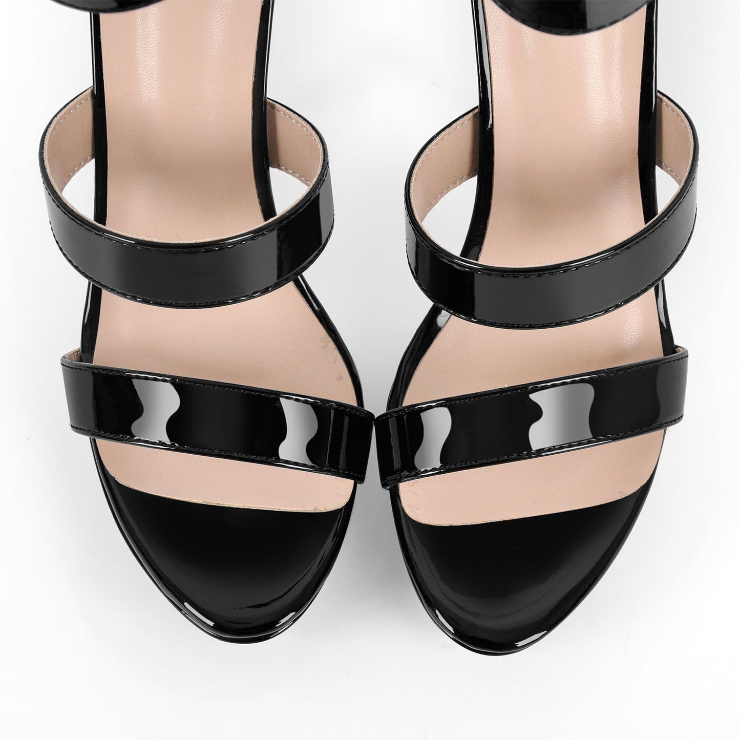 Black Ankle Zip Platform Stiletto Band Sandals - Onlymaker
