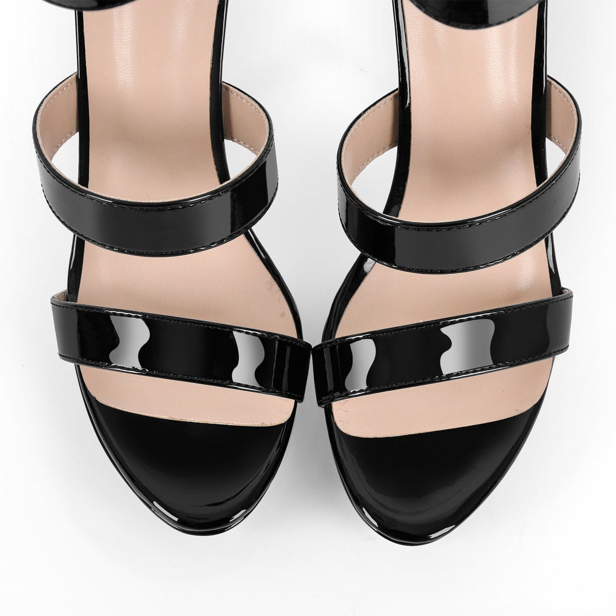 Black Ankle Zip Platform Stiletto Band Sandals - Onlymaker