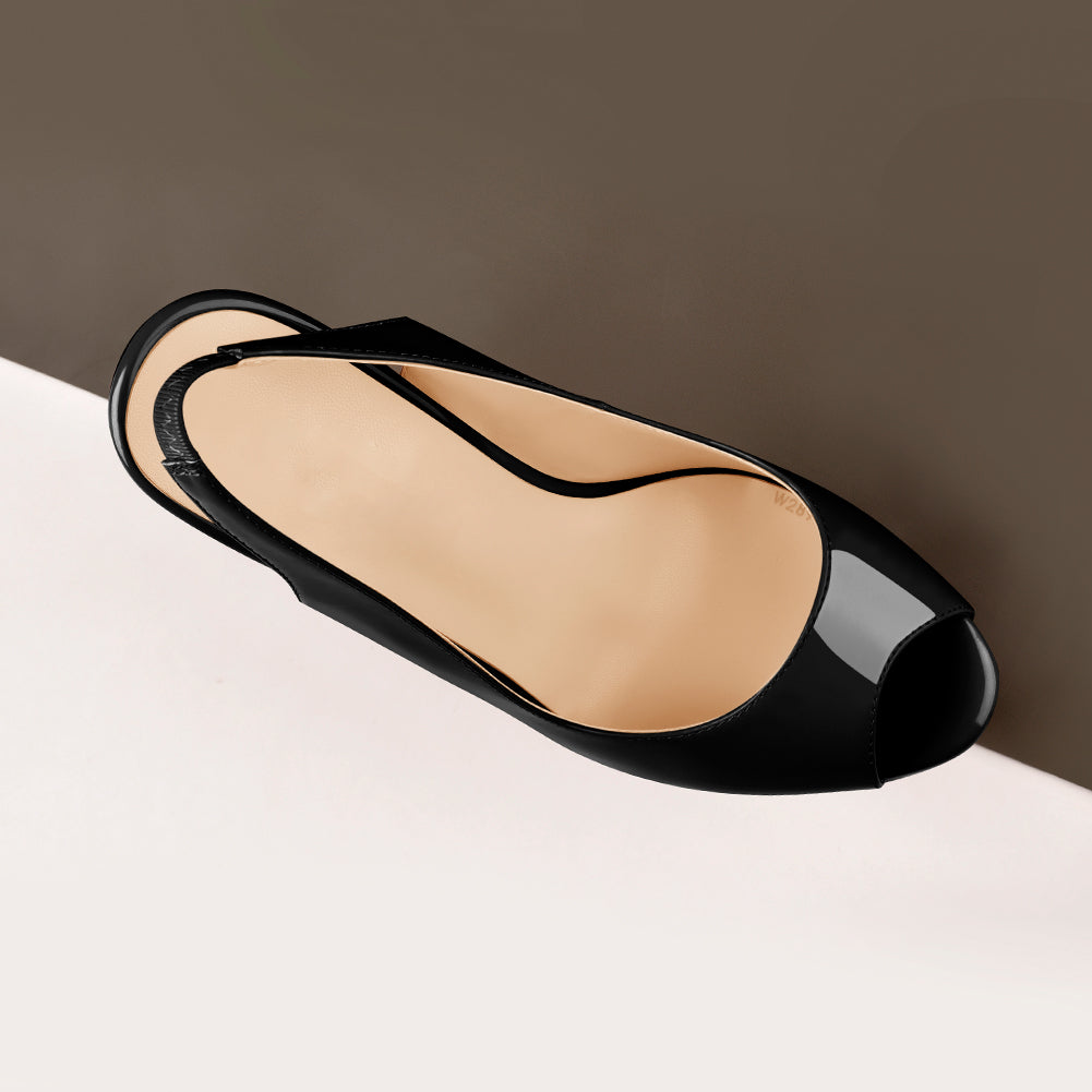 Platform Peep Toe Slingback High Heels - Onlymaker