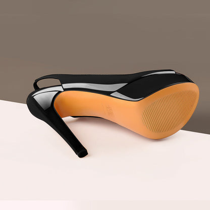 Platform Peep Toe Slingback High Heels - Onlymaker