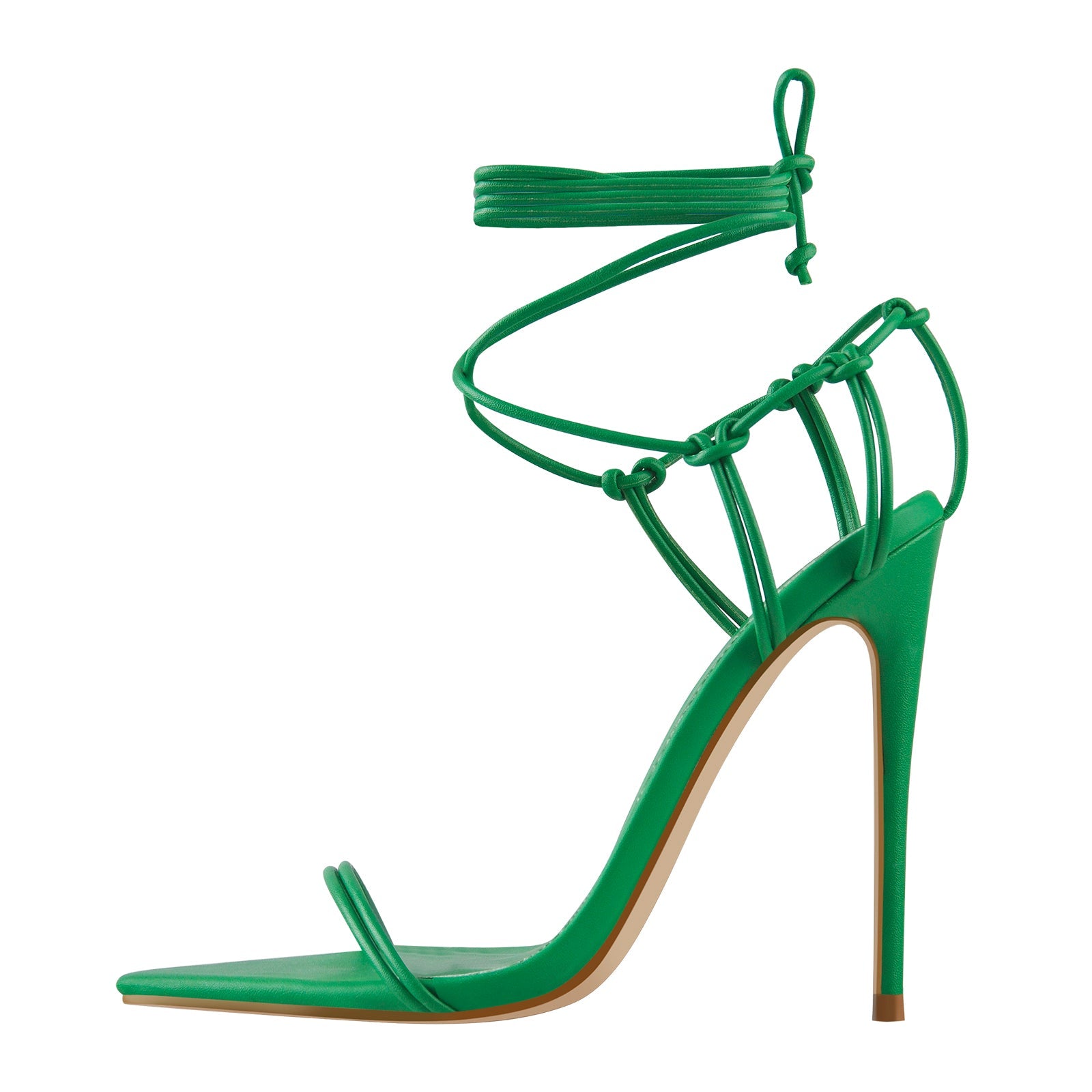 Pointed Toe Lace Up Strap High Heel Sandals - Onlymaker