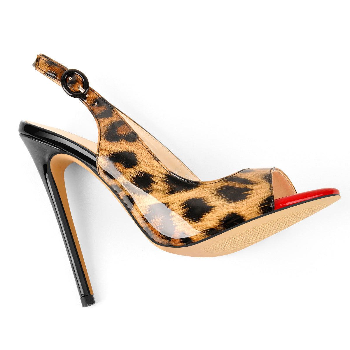 Black Red Gradient Open Toe High Heels Slingback Sandals - Onlymaker