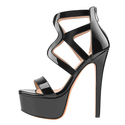 Platform Gladiator Cut Out Stilettos High Heels Sandals - Onlymaker