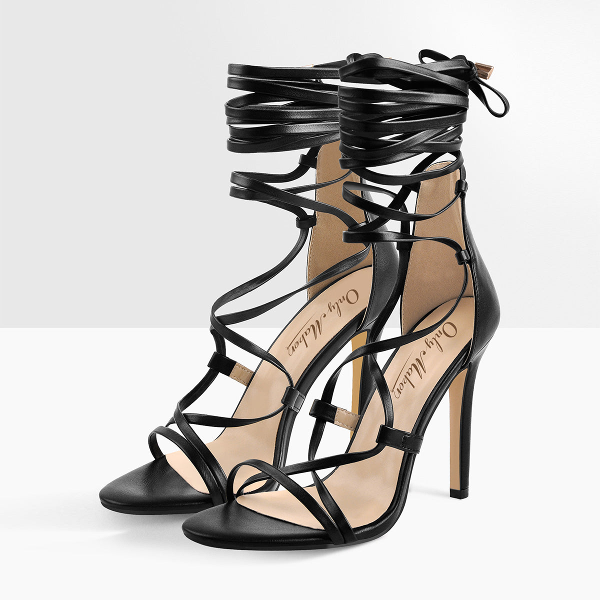 Lace up High Heels Gold Gladiator Stiletto Sandals - Onlymaker
