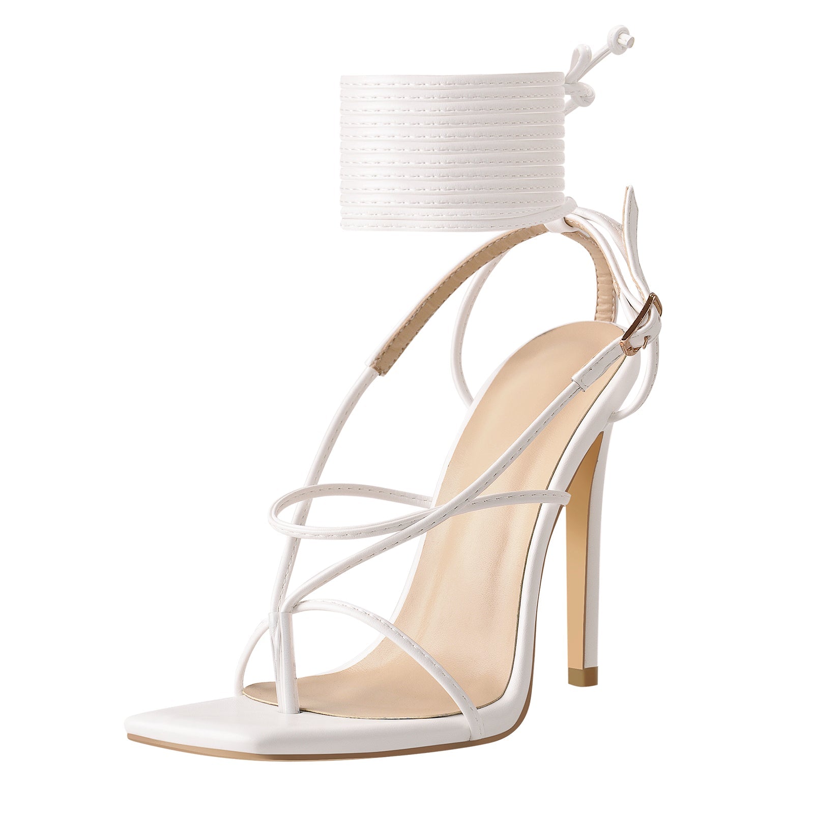 Square Toe Strap High Heel Stiletto Sandals - Onlymaker