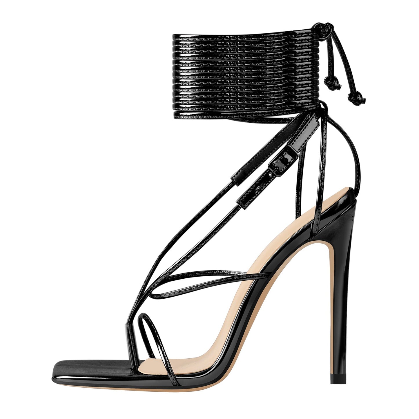 Square Toe Strap High Heel Stiletto Sandals - Onlymaker