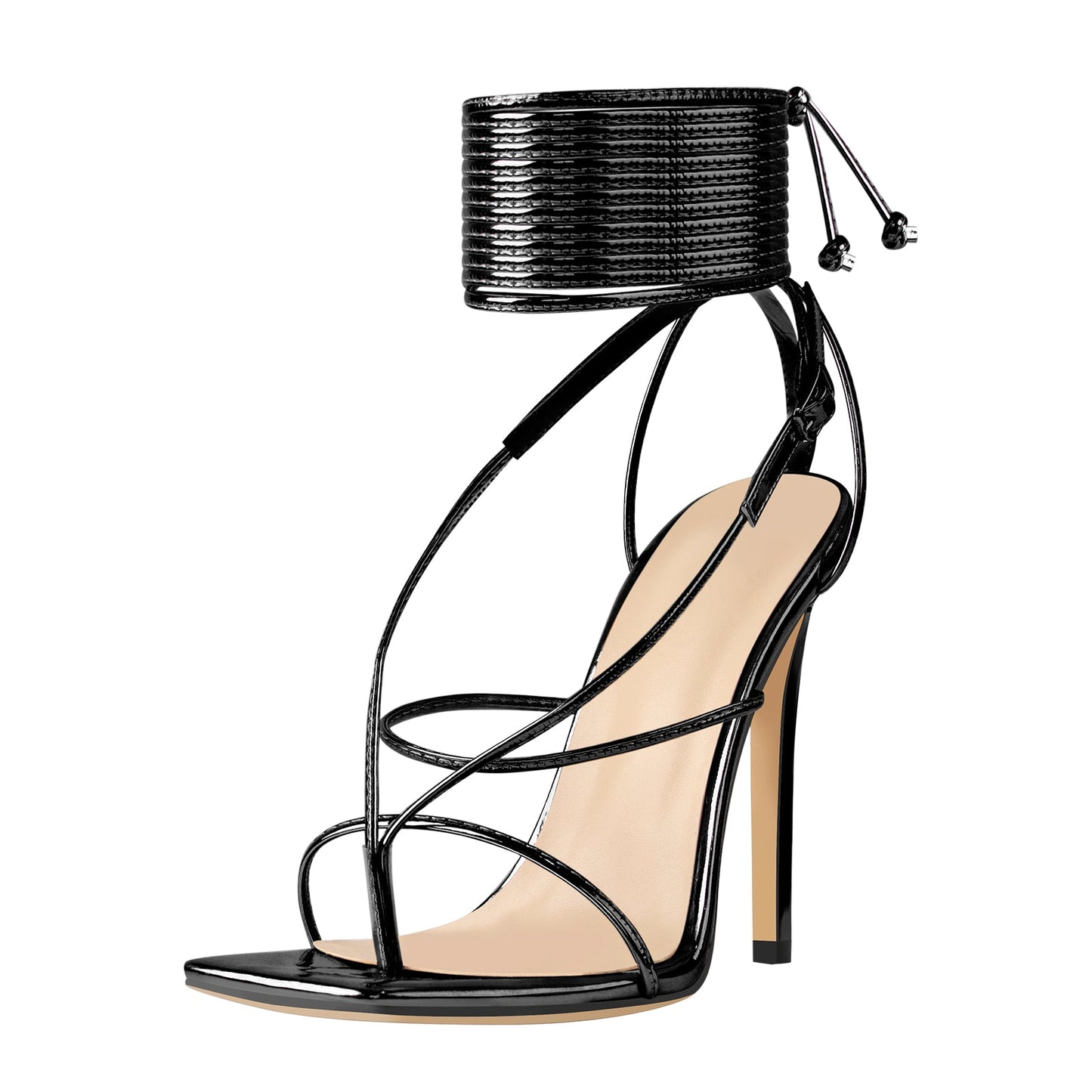 Square Toe Strap High Heel Stiletto Sandals - Onlymaker