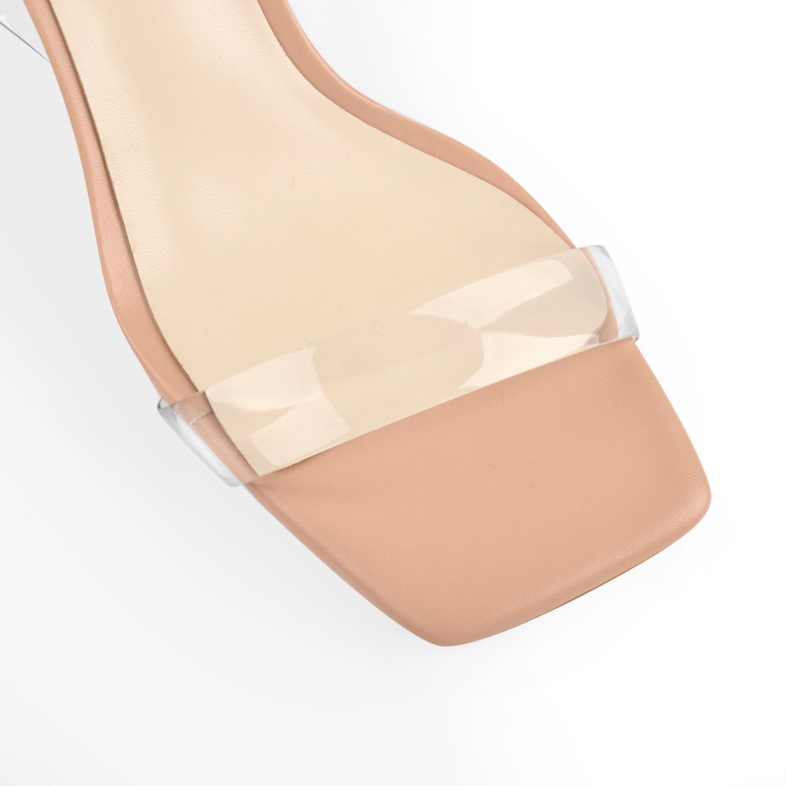 Baby Pink Clear Strap Transparent Chunky Heels Sandals - Onlymaker