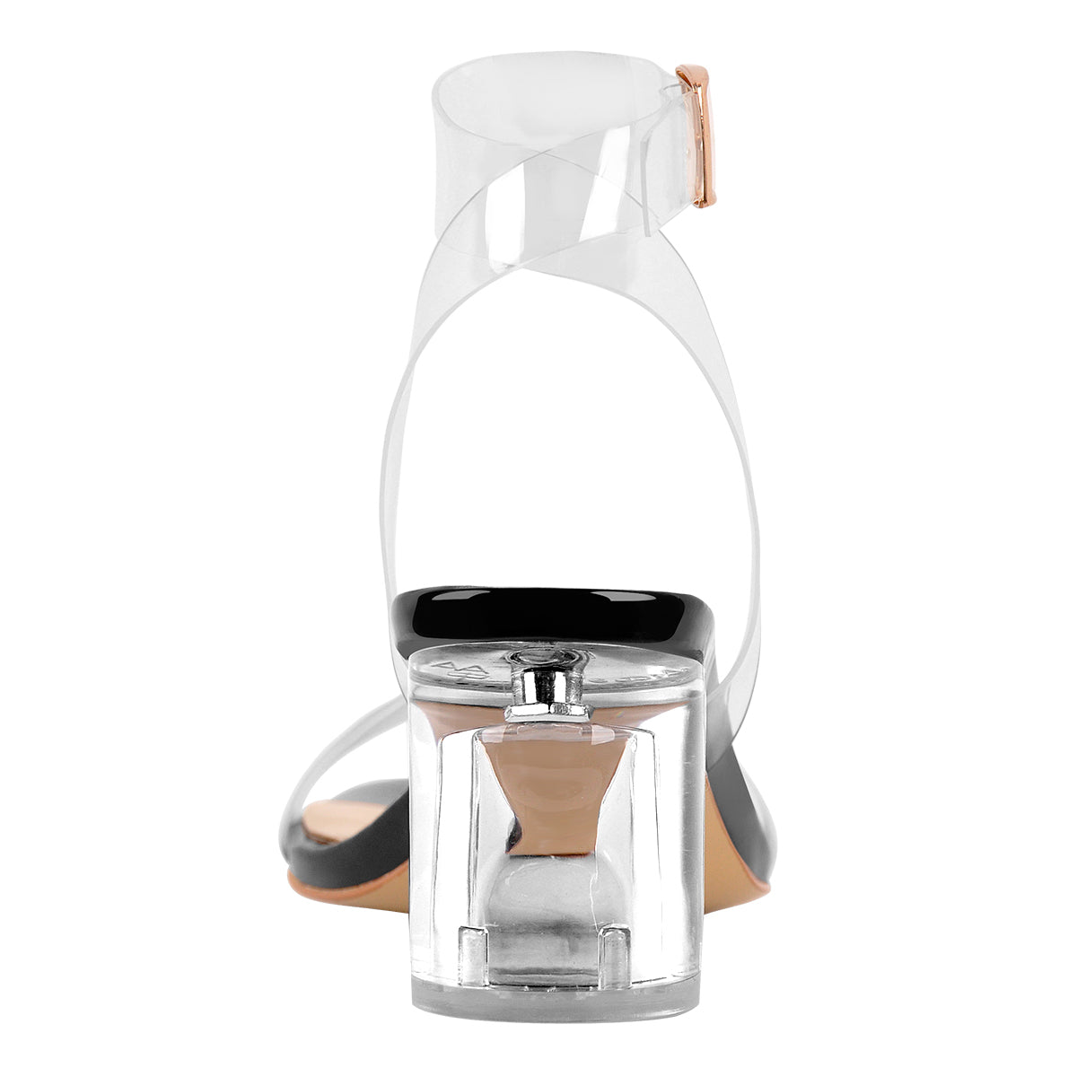Ankle Clear Strap Transparent Perspex Chunky Heels Sandals - Onlymaker