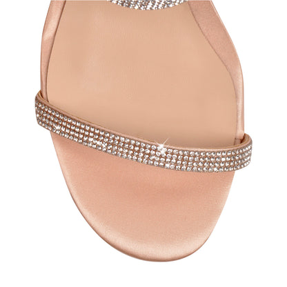 Rhinestone Strap Lucite Clear Block Chunky Perspex High Heels Sandals - Onlymaker