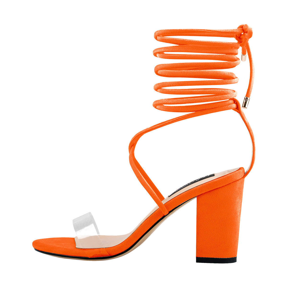Chunky High Heel Orange Lace Up Sandals - Onlymaker
