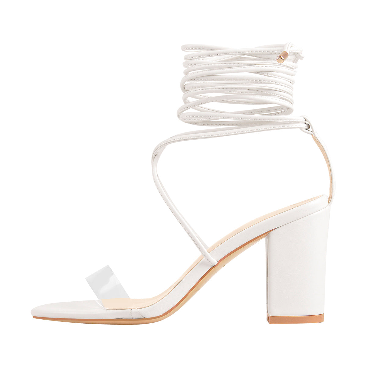 Chunky High Heel Orange Lace Up Sandals - Onlymaker