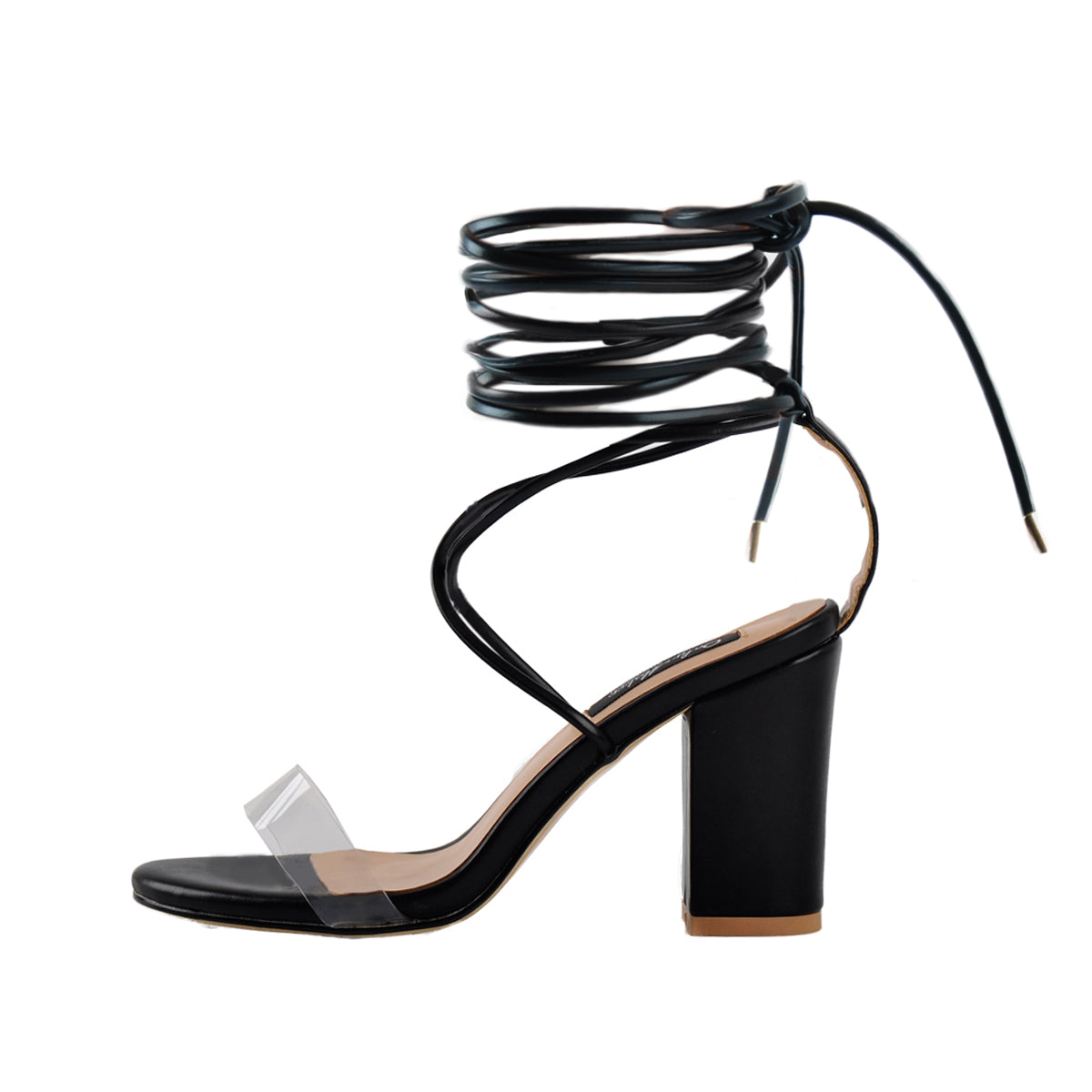 Chunky High Heel Orange Lace Up Sandals - Onlymaker