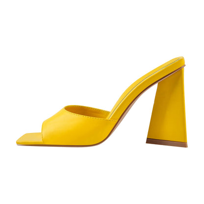 Square Toe Chunky Heel Sandal Mules - Onlymaker