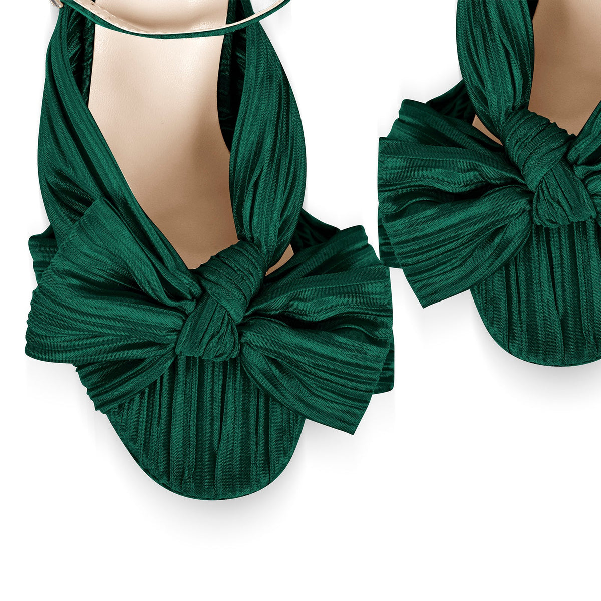 Platform Ankle Strap Pleated Bow Sandals - Onlymaker