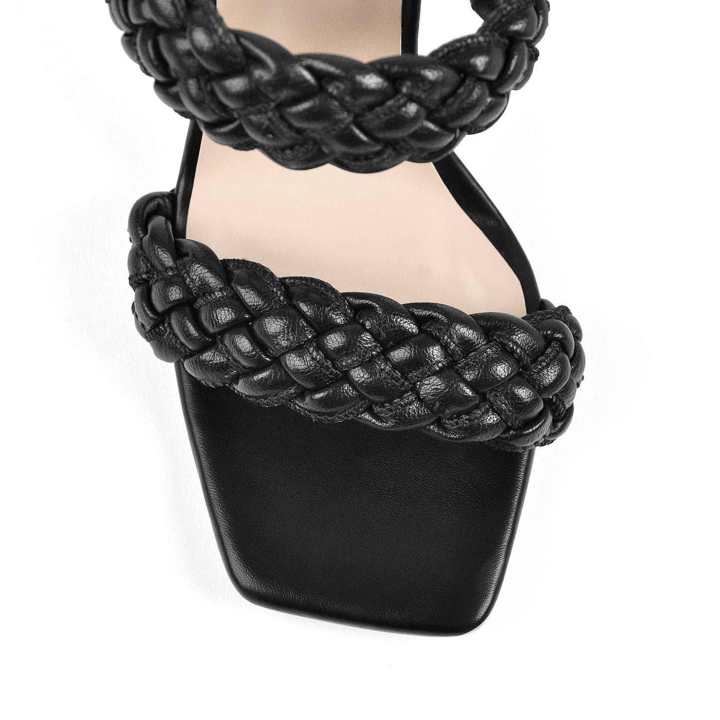 Black Open Toe Chunky High Heel Mules Sandals - Onlymaker