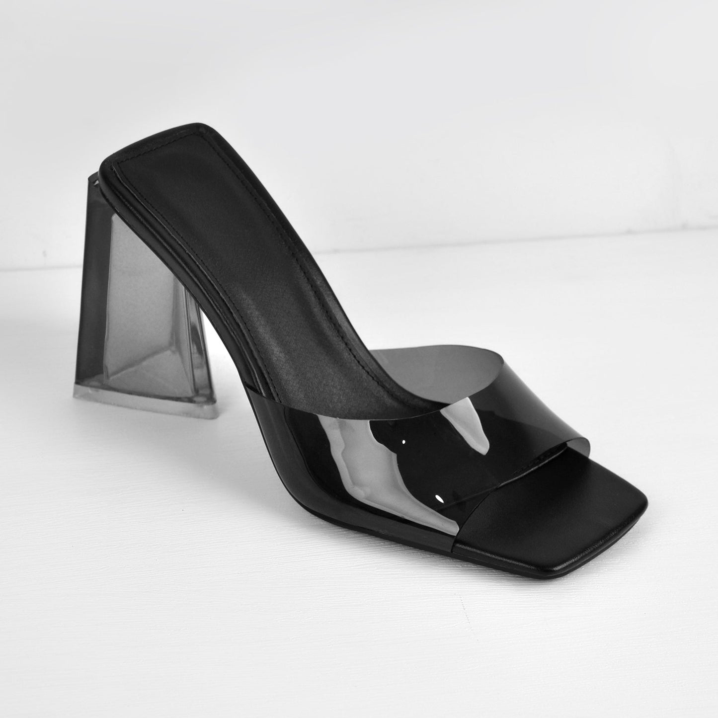 Clear Chunky Heel Sandals Mules - Onlymaker