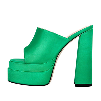 Platform Chunky High Heel Mules Sandals - Onlymaker